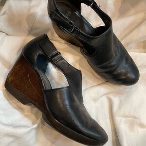 CAMPER Black Leather Wedge Shoes Size 7